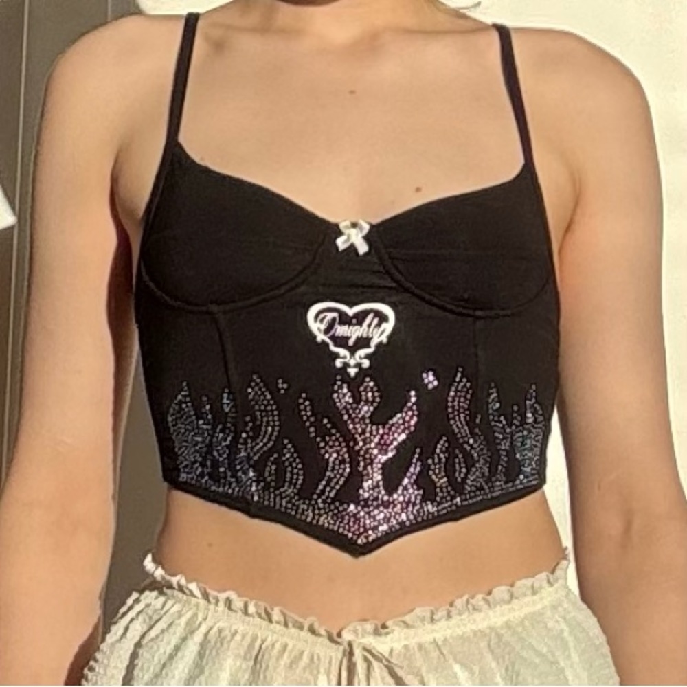 Omighty Y2K Black Sequinned Cropped Tank